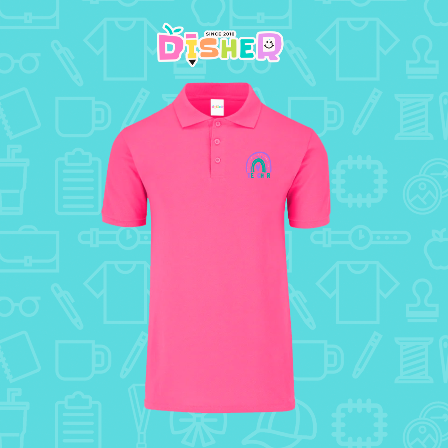 PBY-C-0086: Polo Bordada 50/50 Caballero I Teacher rainbow