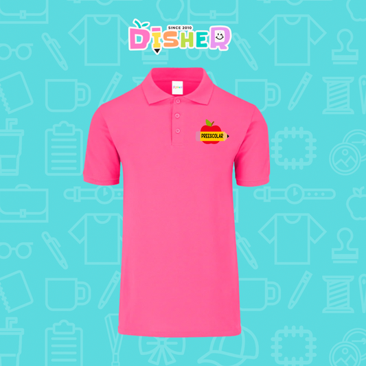 PBY-C-0084: Polo Bordada 50/50 Caballero I Manzana preescolar