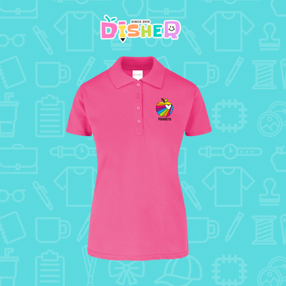 PBY-D-0075: Polo Bordada 50/50 Dama I Manzana rayas