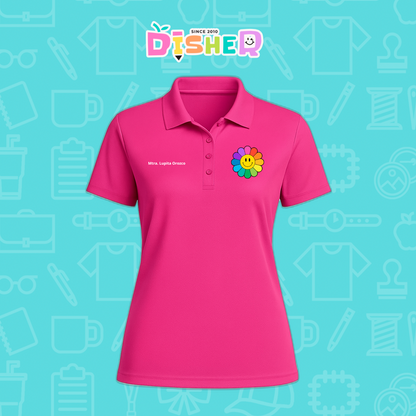 PBD-D-018: Polo Bordada Dry Fit Dama I Flor de colores