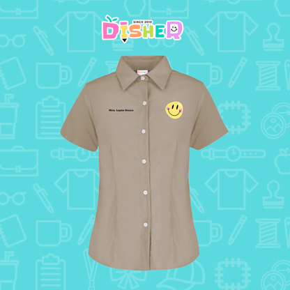 CBGC-D-021: Camisa Bordada Gabardina Manga Corta Dama  I Happy face