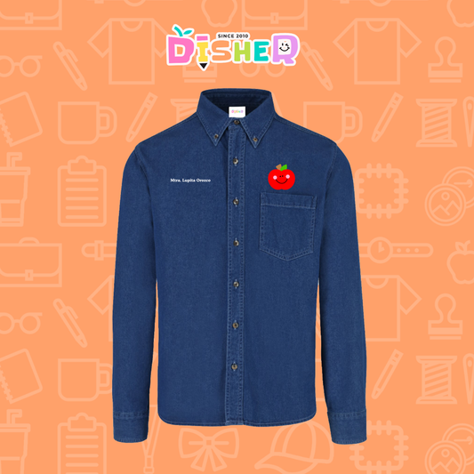 CBML-C-030: Camisa Bordada Mezclilla Manga Larga Caballero  I Smile Apple