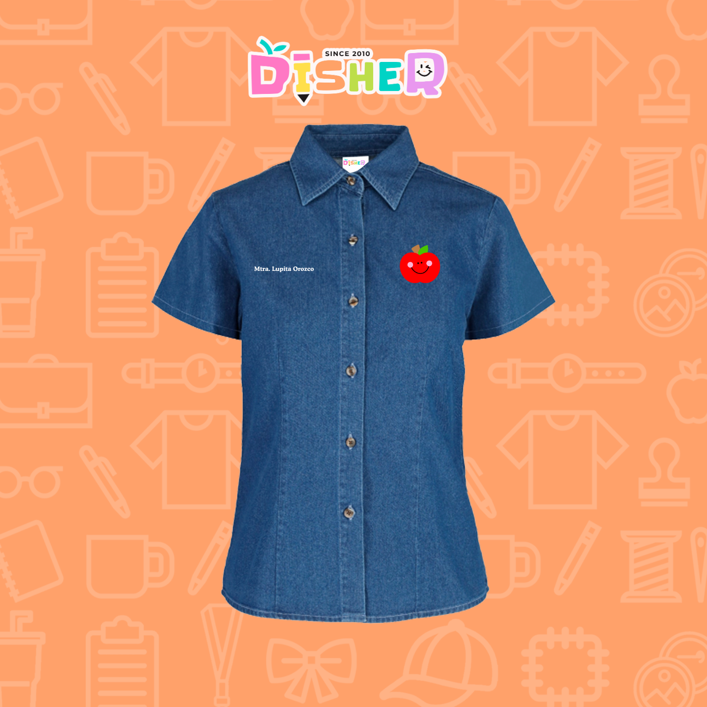 CBMC-D-030 : Camisa Bordada Mezclilla Manga Corta Dama  I  Smile apple