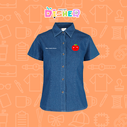 CBMC-D-030 : Camisa Bordada Mezclilla Manga Corta Dama  I  Smile apple