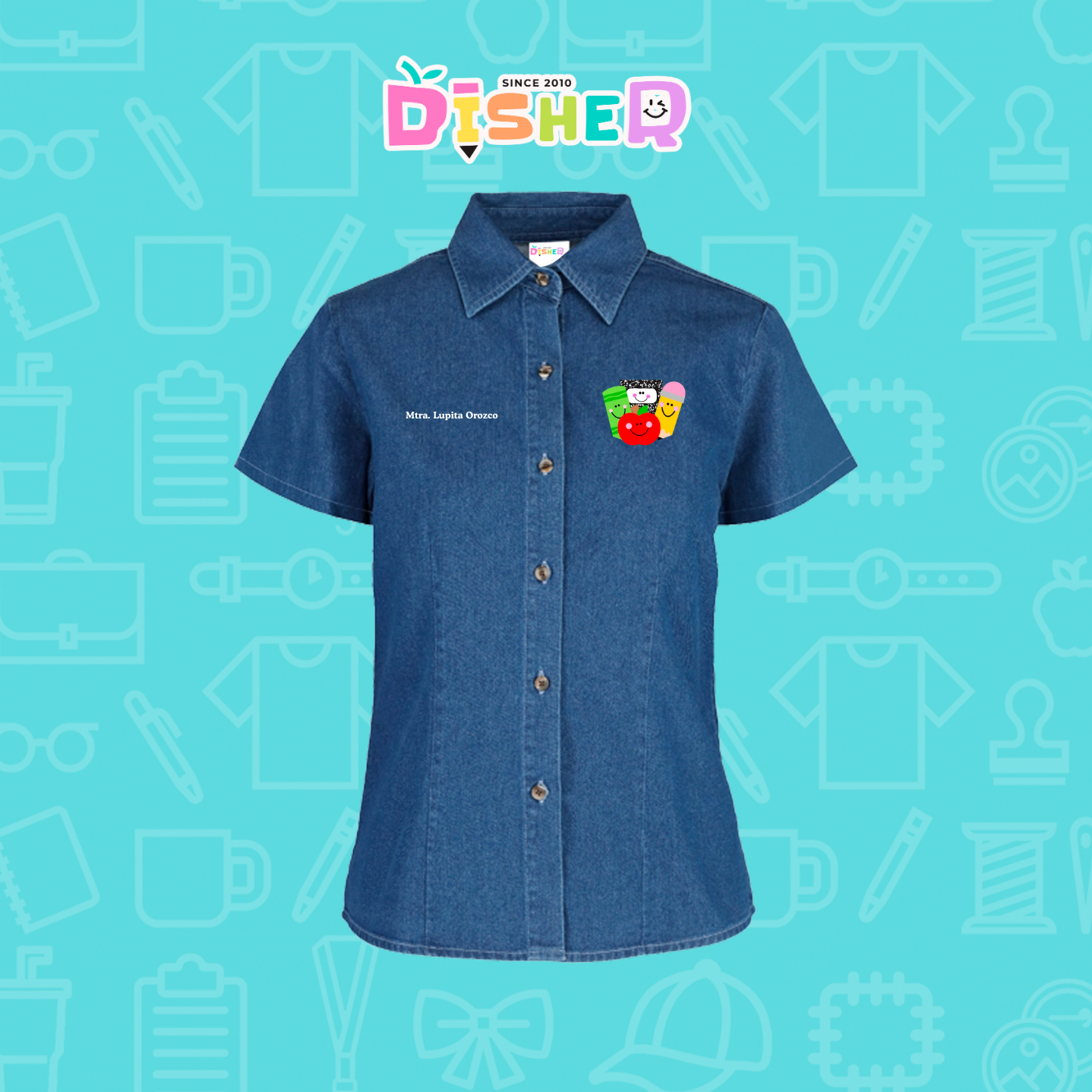 CBMC-D-032 : Camisa Bordada Mezclilla Manga Corta Dama  I  Smile supplies