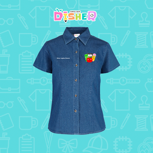 CBMC-D-032 : Camisa Bordada Mezclilla Manga Corta Dama  I  Smile supplies