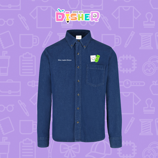 CBML-C-033: Camisa Bordada Mezclilla Manga Larga Caballero  I Paper pencil