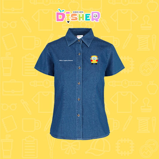CBMC-D-035 : Camisa Bordada Mezclilla Manga Corta Dama  I  Smile bus