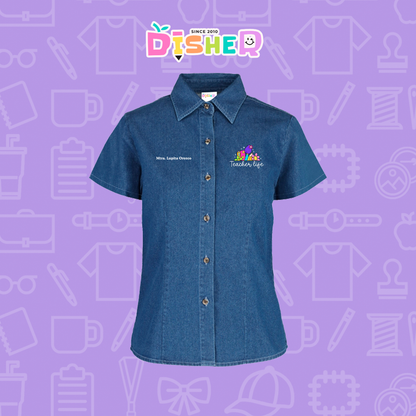 CBMC-D-039 : Camisa Bordada Mezclilla Manga Corta Dama  I Teacherlife