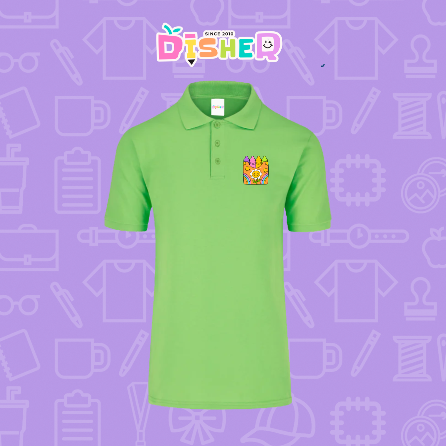 PBY-C-0015: Polo Bordada 50/50 Caballero I Crayones flor