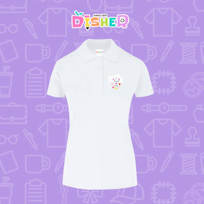 PBY-D-0022: Polo Bordada 50/50 Dama I Nube corazones