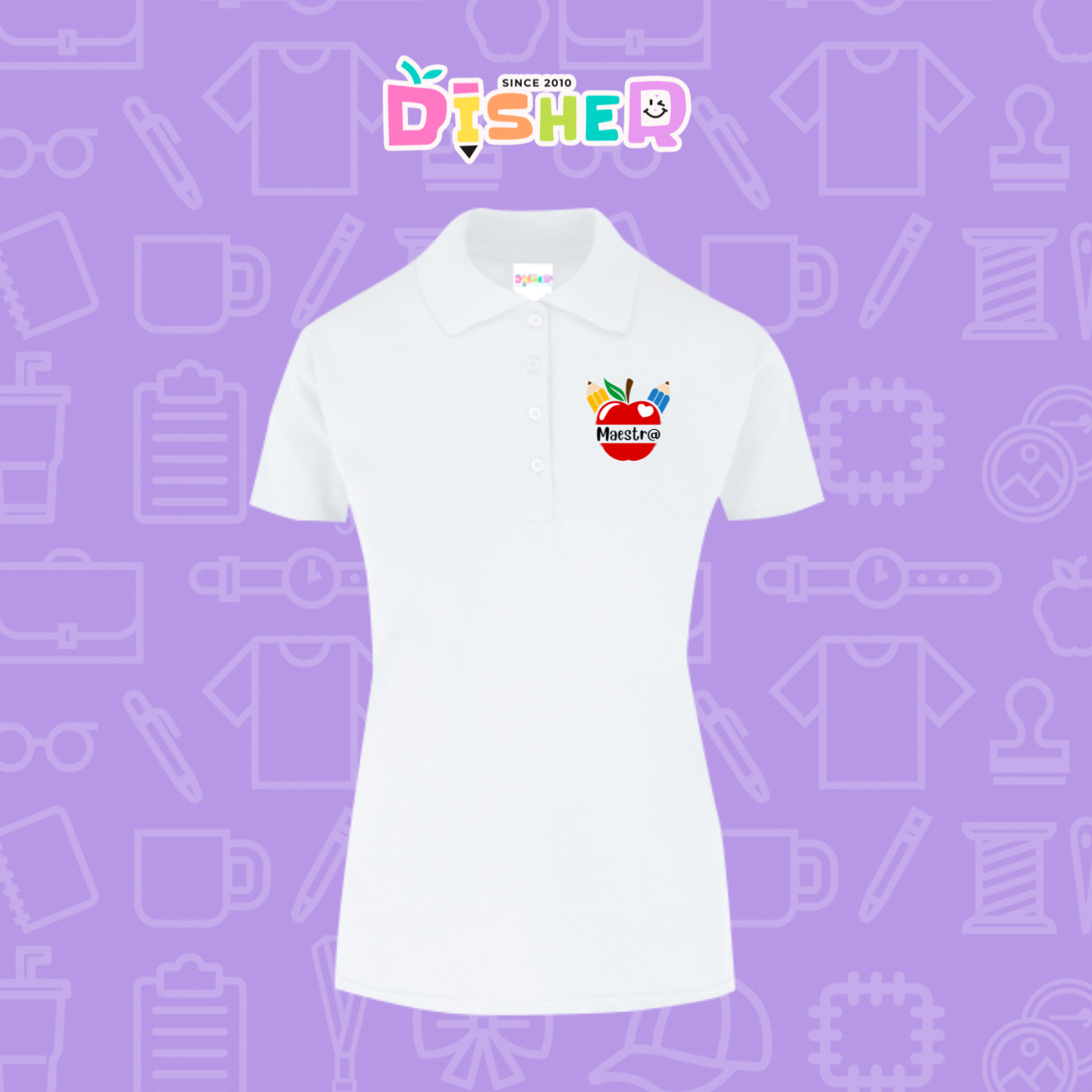 PBY-D-0091: Polo Bordada 50/50 Dama I Manzana lápices