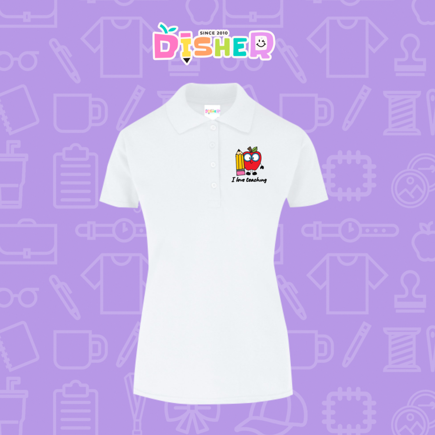 PBY-D-0077: Polo Bordada 50/50 Dama I Manzana lentes