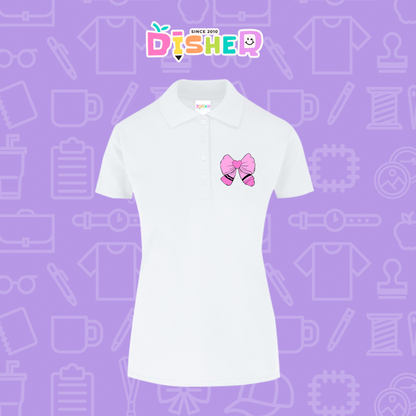 PBY-D-0009: Polo Bordada 50/50 Dama I Moño rosa caryón