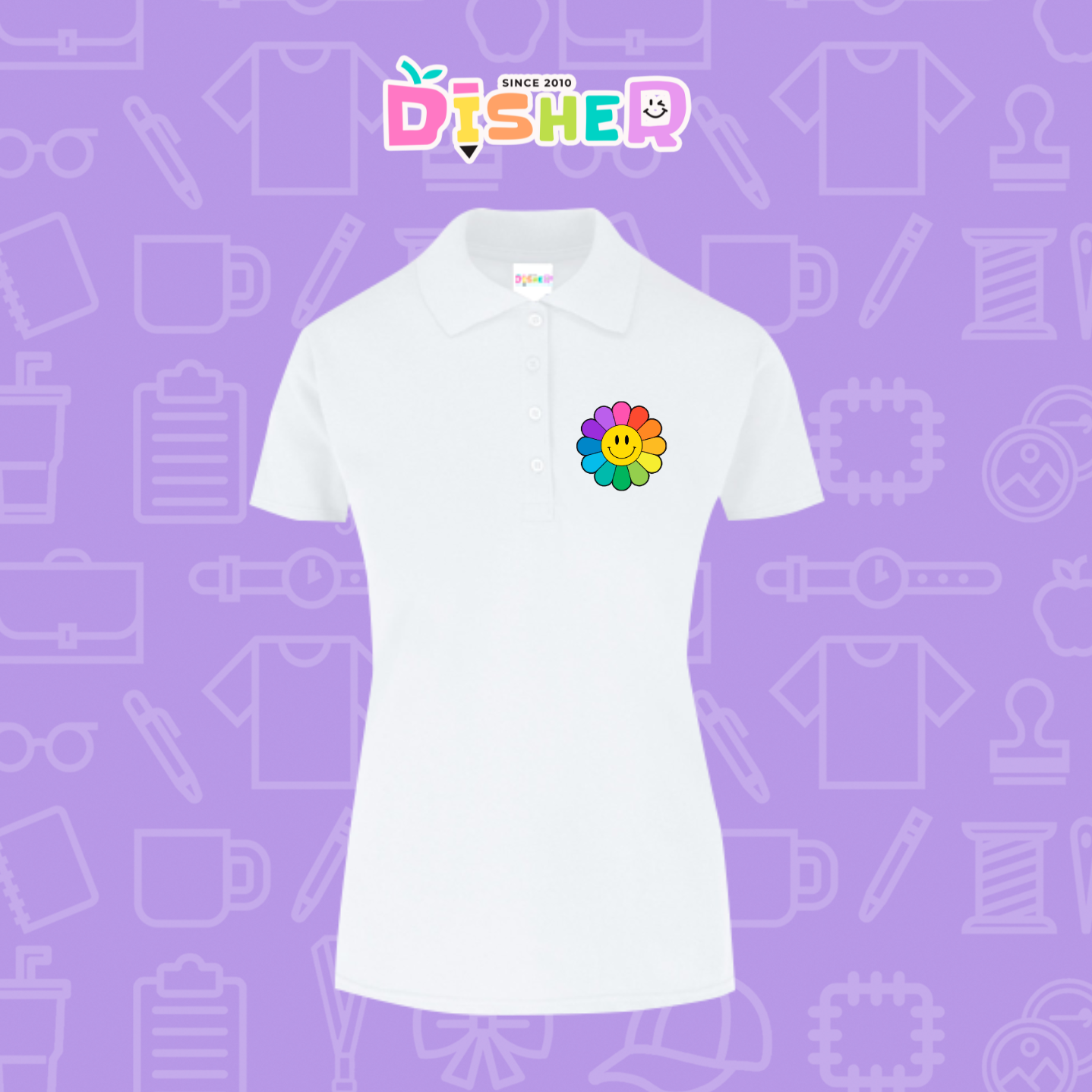 PBY-D-0018: Polo Bordada 50/50 Dama I Flor de colores