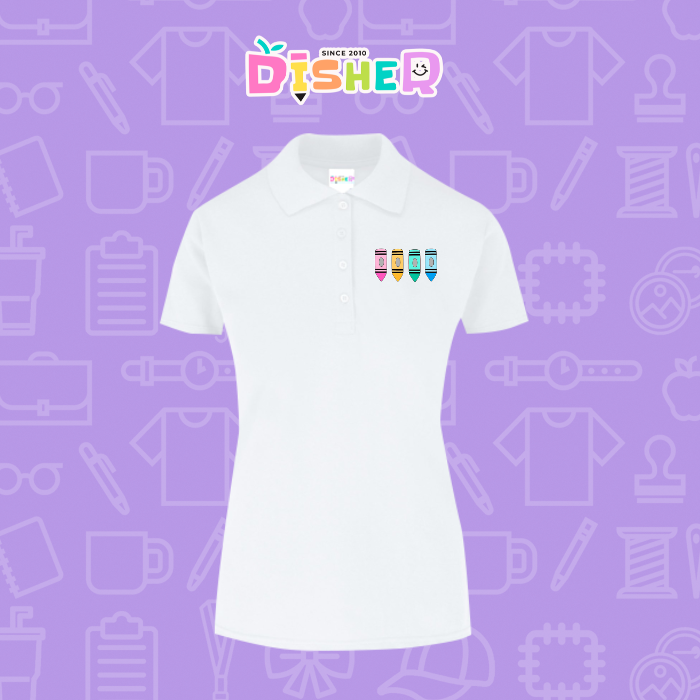 PBY-D-0045: Polo Bordada 50/50 Dama I Crayolitas