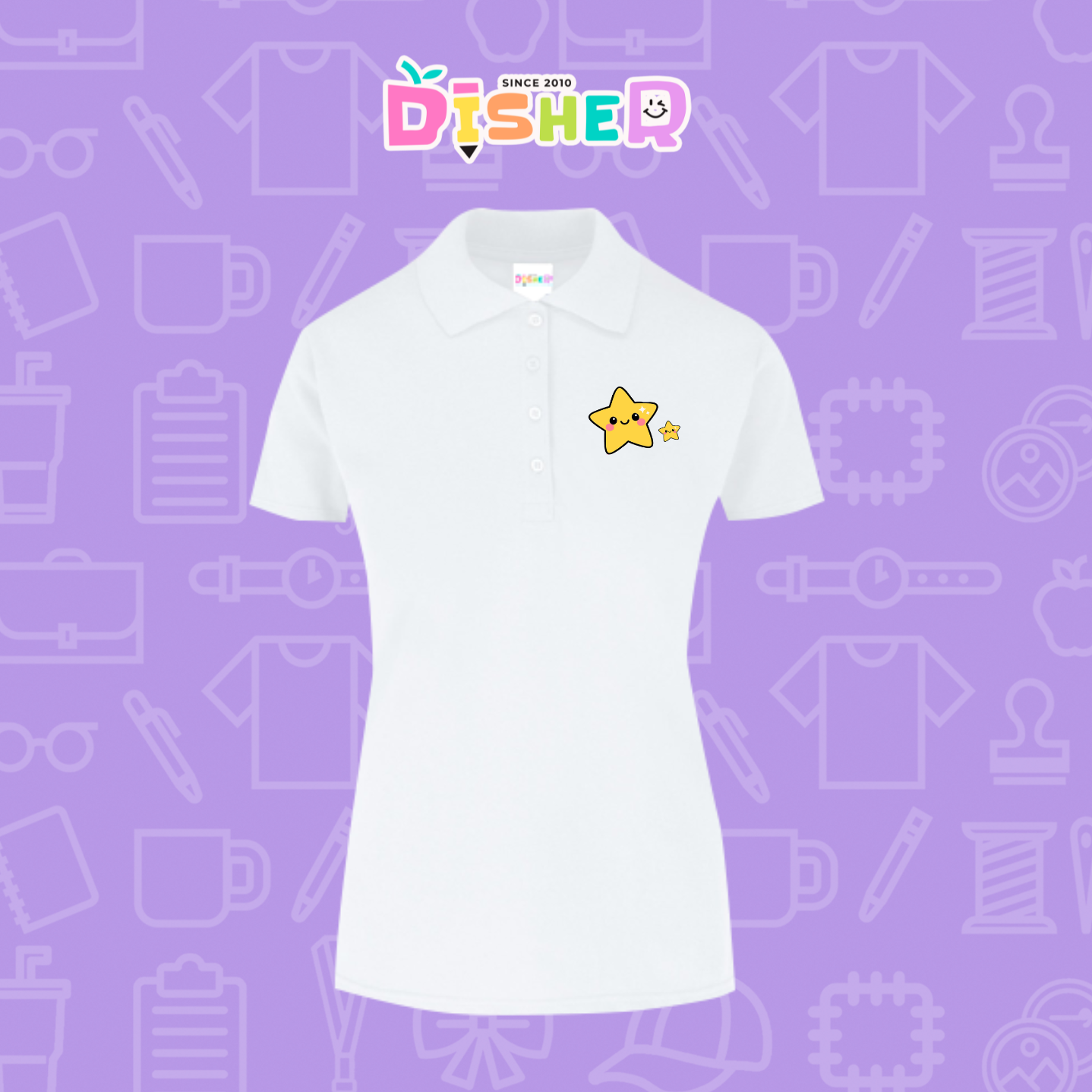 PBY-D-0046: Polo Bordada 50/50 Dama I Estrellitas