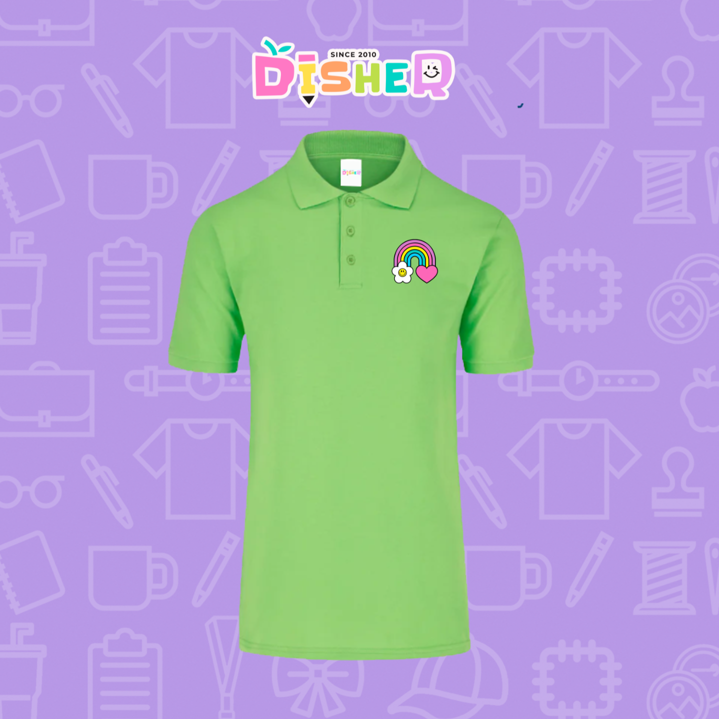 PBY-C-0025: Polo Bordada 50/50 Caballero I Arcoíris corazón