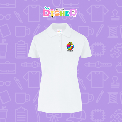 PBY-D-0075: Polo Bordada 50/50 Dama I Manzana rayas