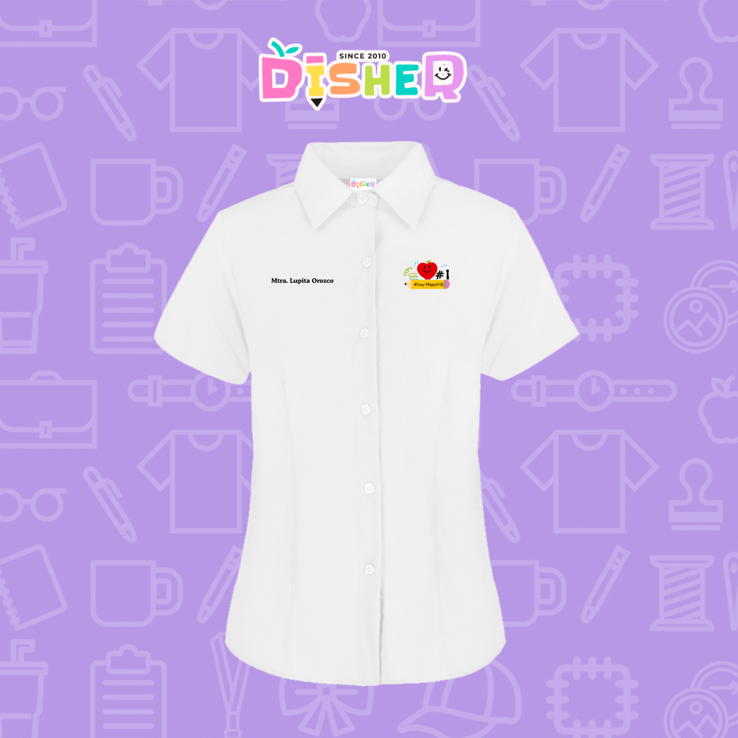 CBGC-D-001: Camisa Bordada Gabardina Manga Corta Dama  I Manzana lápiz