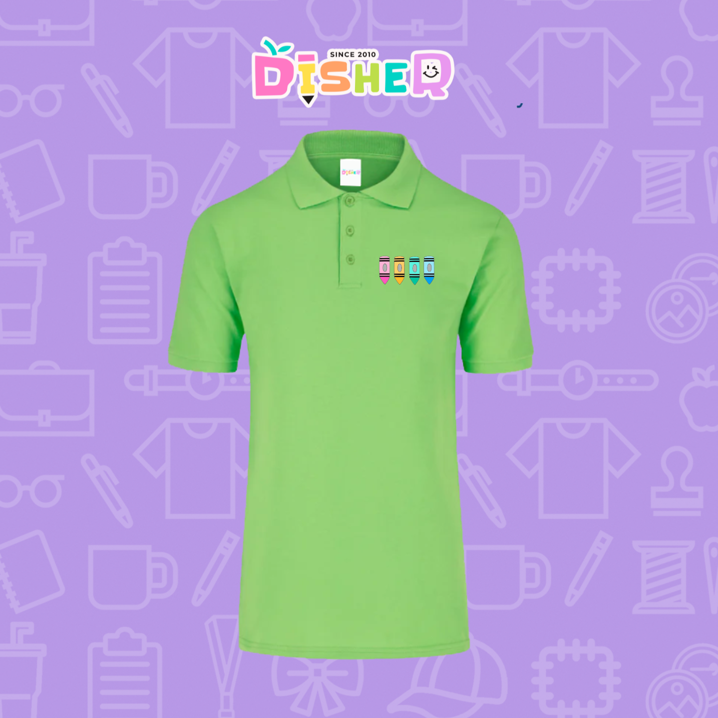 PBY-C-0045: Polo Bordada 50/50 Caballero I Crayolas pastel