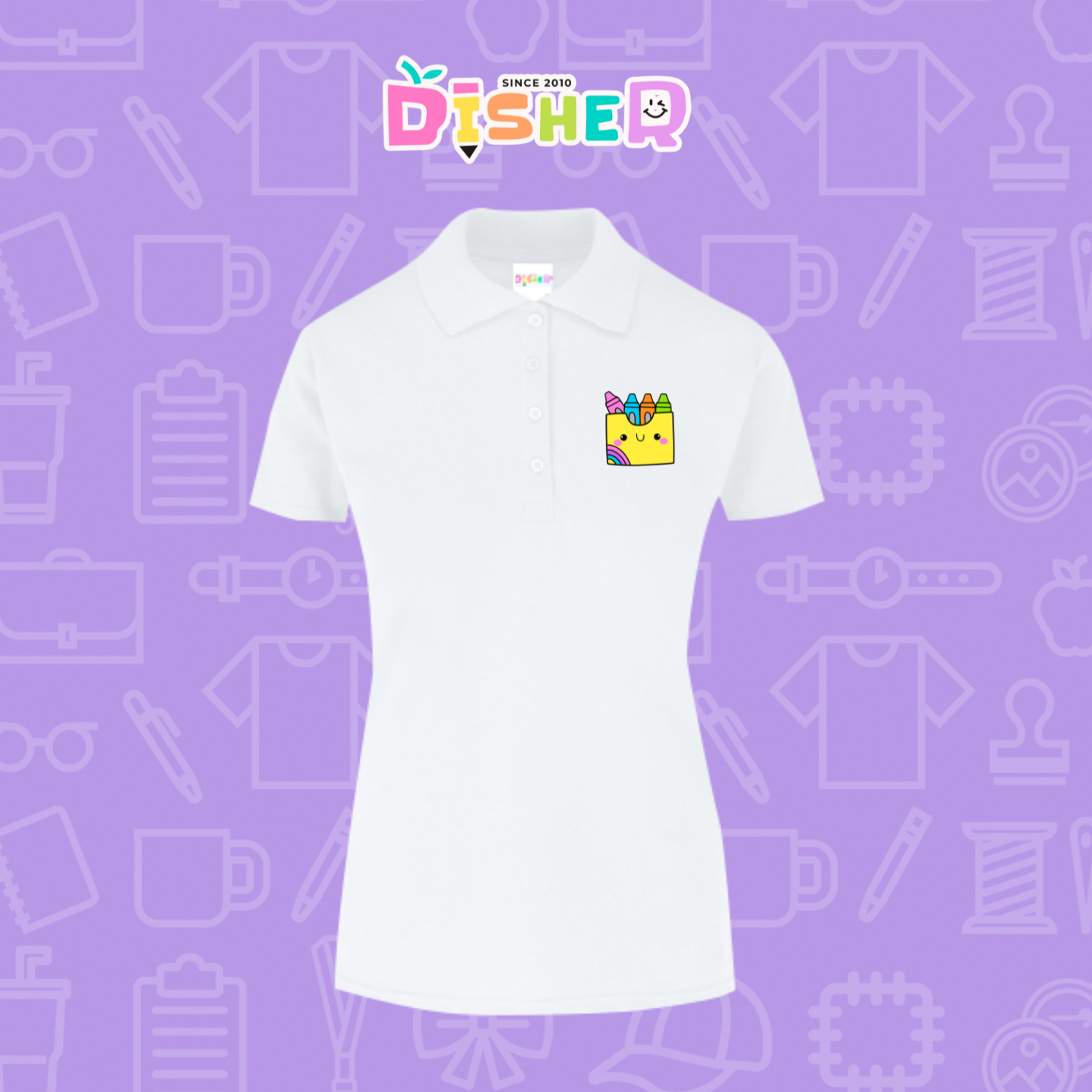 PBY-D-0016: Polo Bordada 50/50 Dama I Cajita crayola