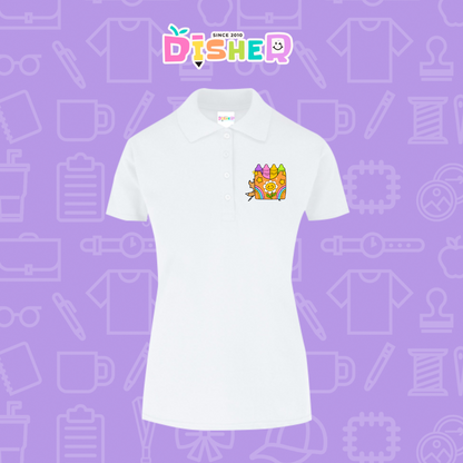 PBY-D-0015: Polo Bordada 50/50 Dama I Crayones flor