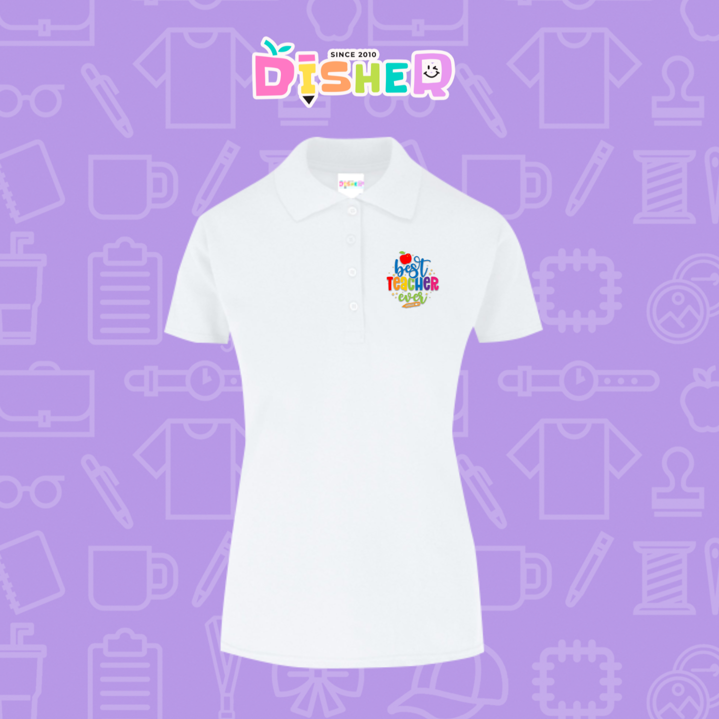 PBY-D-0076: Polo Bordada 50/50 Dama I Best teacher ever