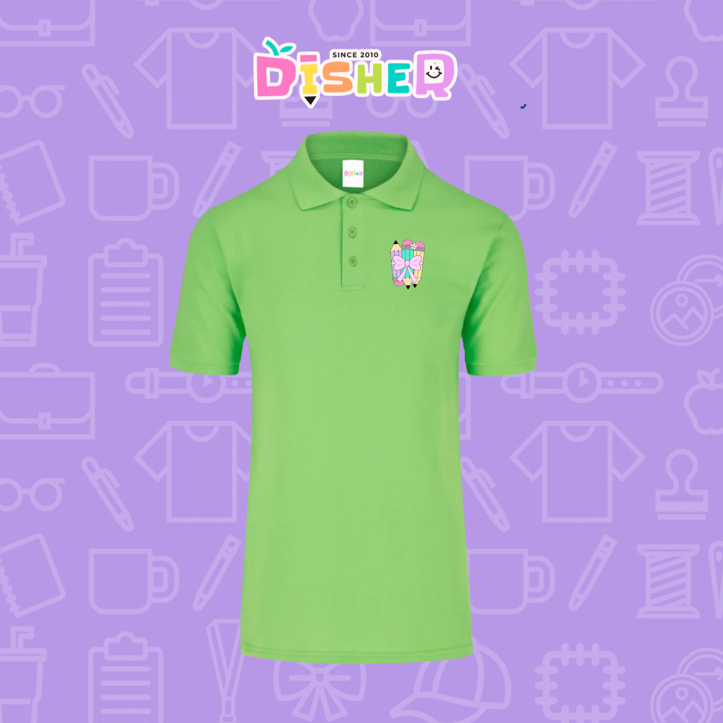 PBY-C-0007: Polo Bordada 50/50 Caballero I Lápices moñitos