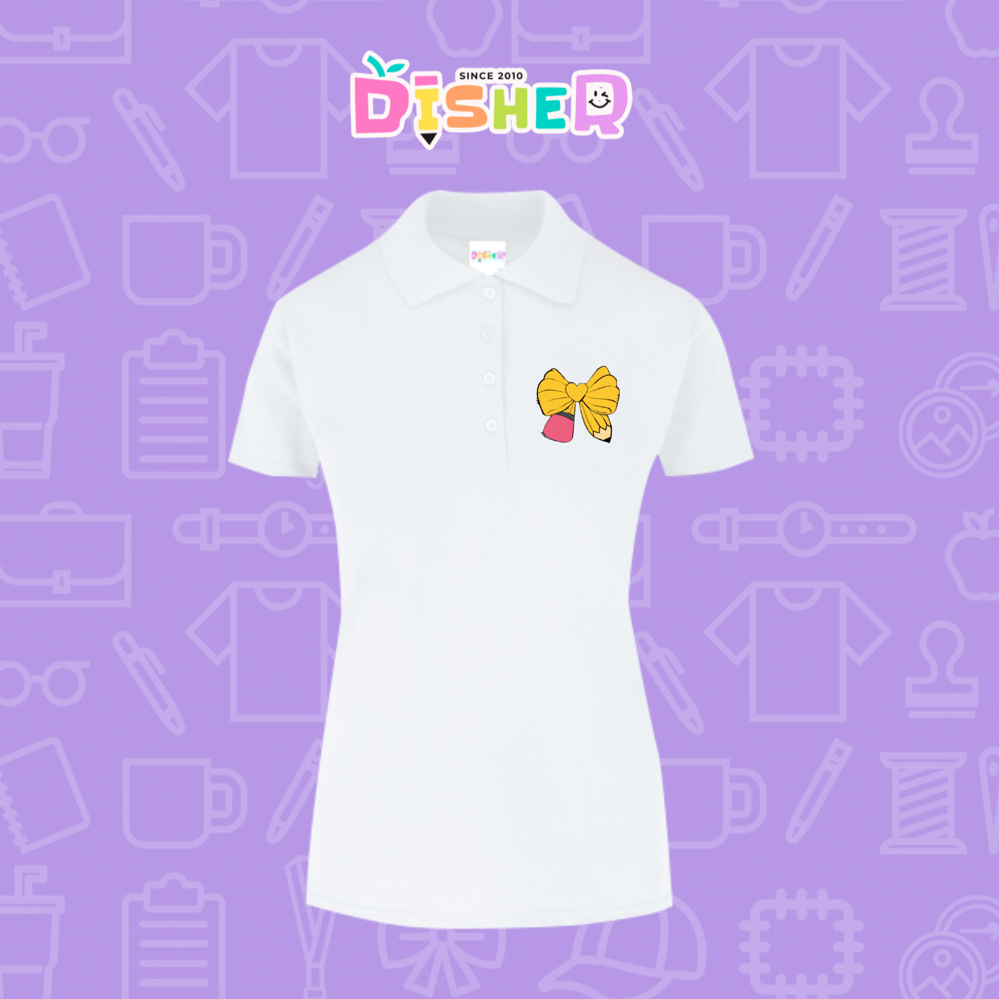 PBY-D-0011: Polo Bordada 50/50 Dama I Moño lápiz amarillo