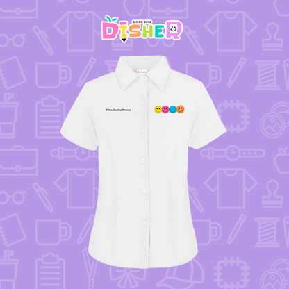 CBGC-D-024: Camisa Bordada Gabardina Manga Corta Dama  I Caritas felices