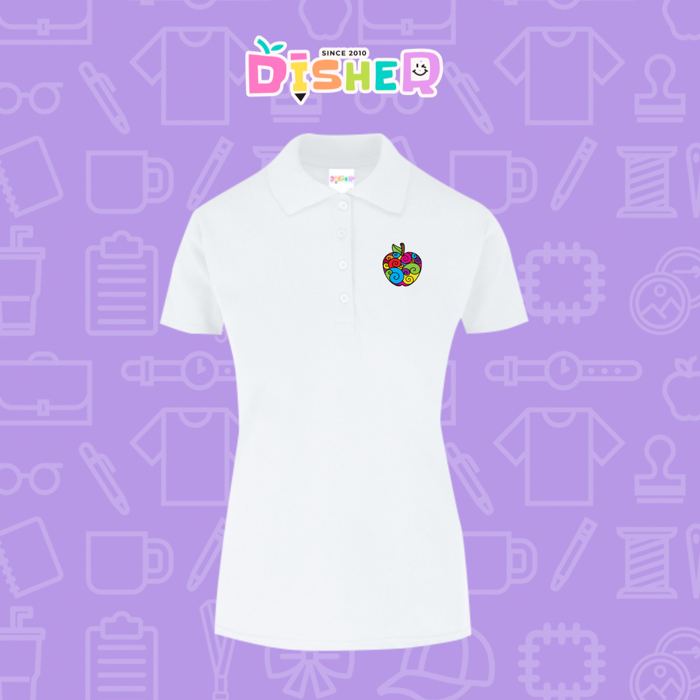 PBY-D-0067: Polo Bordada 50/50 Dama I Manzana risco