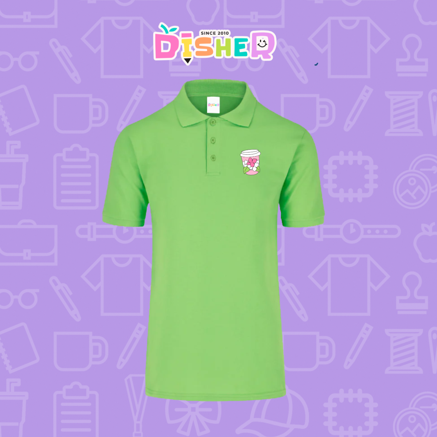 PBY-C-0041: Polo Bordada 50/50 Caballero I Cafe flores