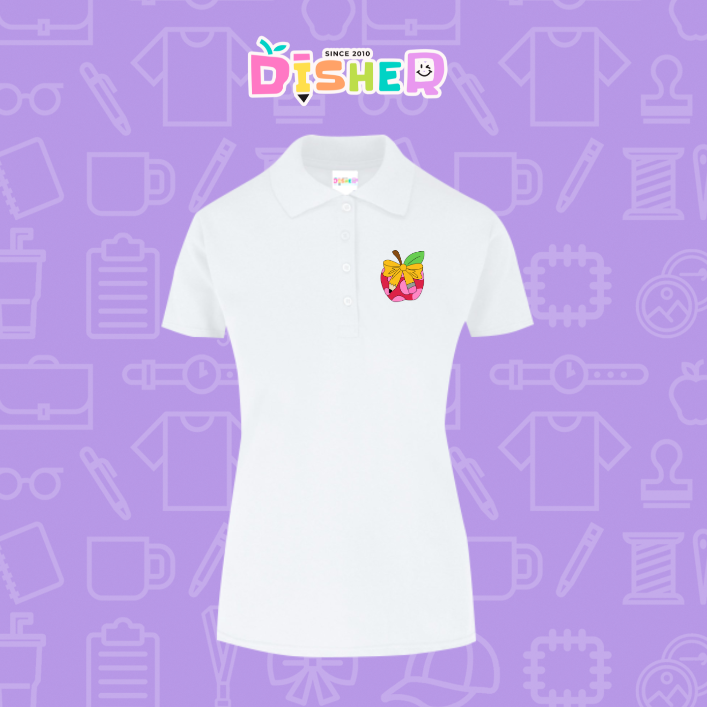 PBY-D-0012: Polo Bordada 50/50 Dama I Manzana moño