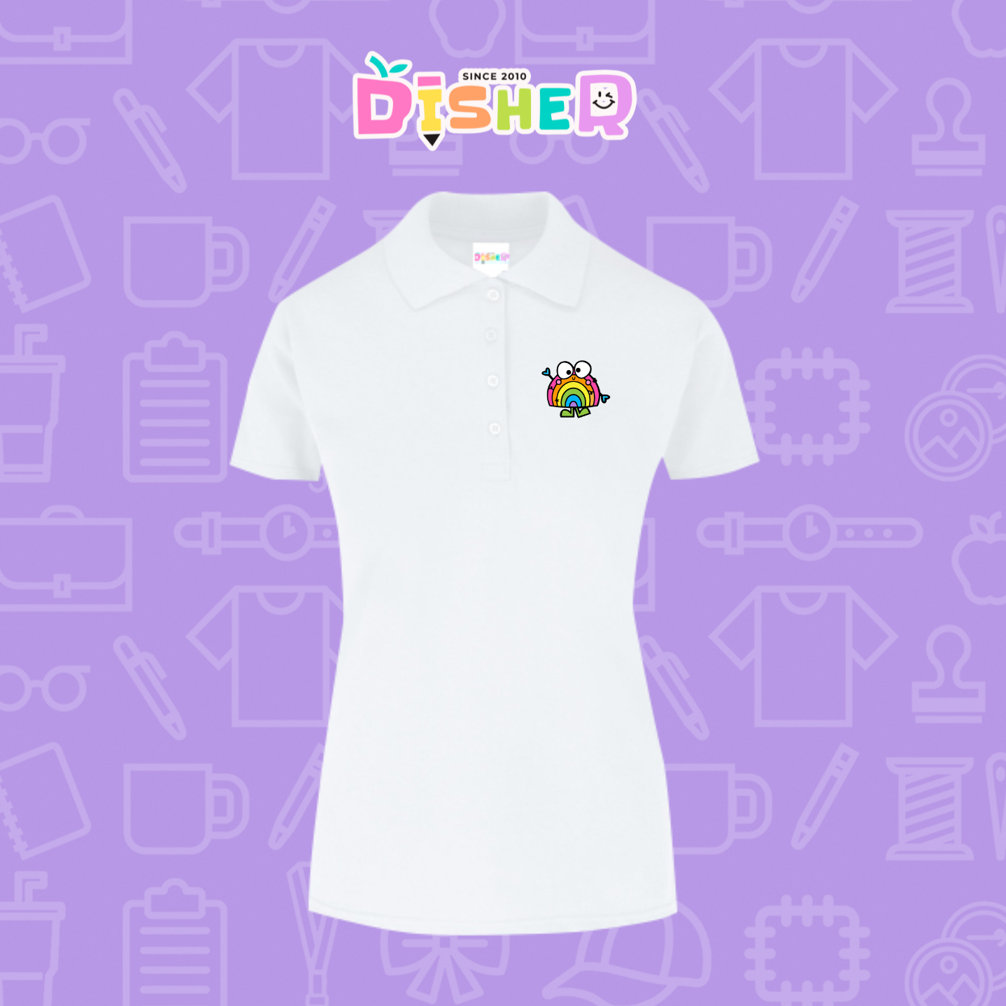 PBY-D-0029: Polo Bordada 50/50 Dama I  Arcoíris manitas