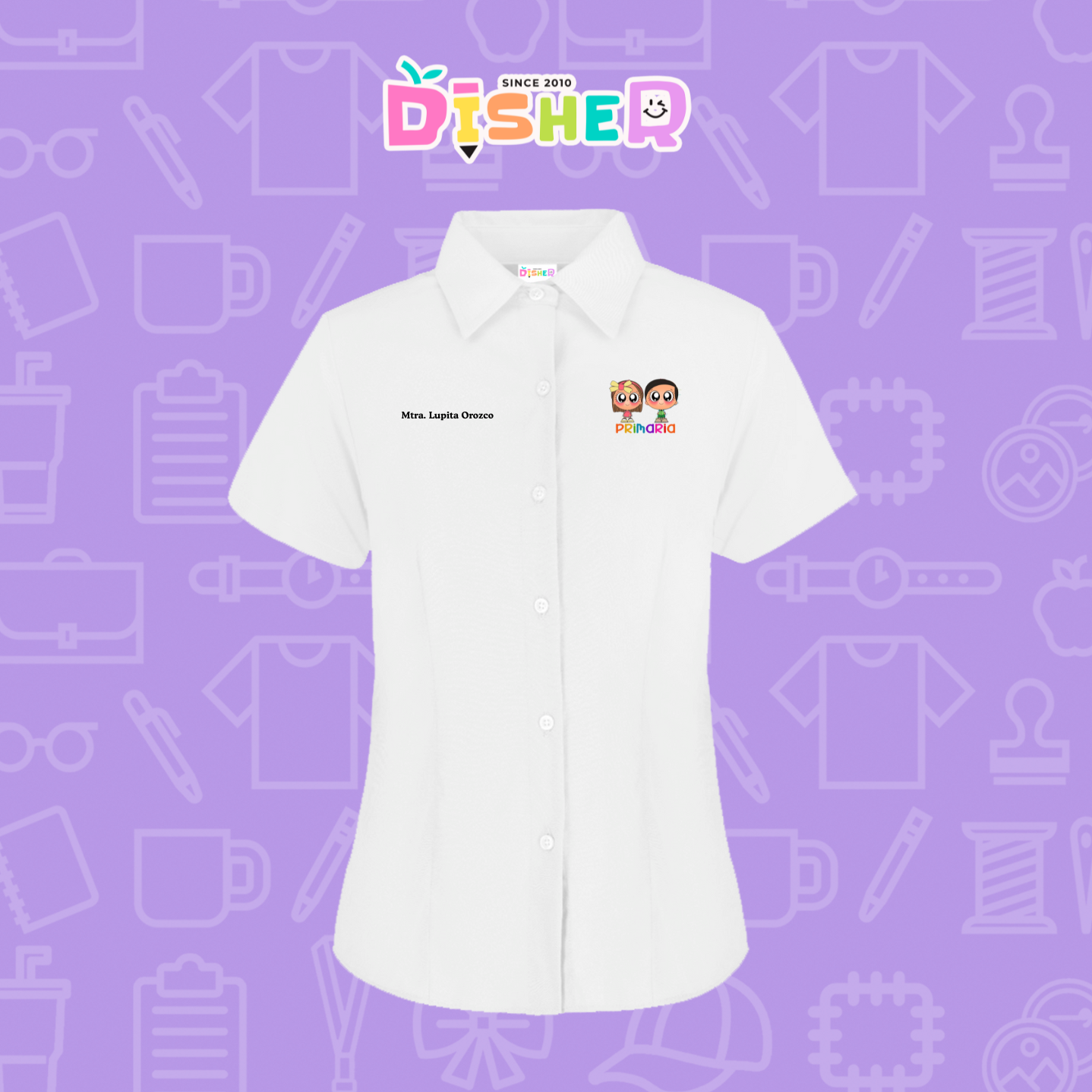 CBGC-D-003: Camisa Bordada Gabardina Manga Corta Dama  I Starcitos primaria