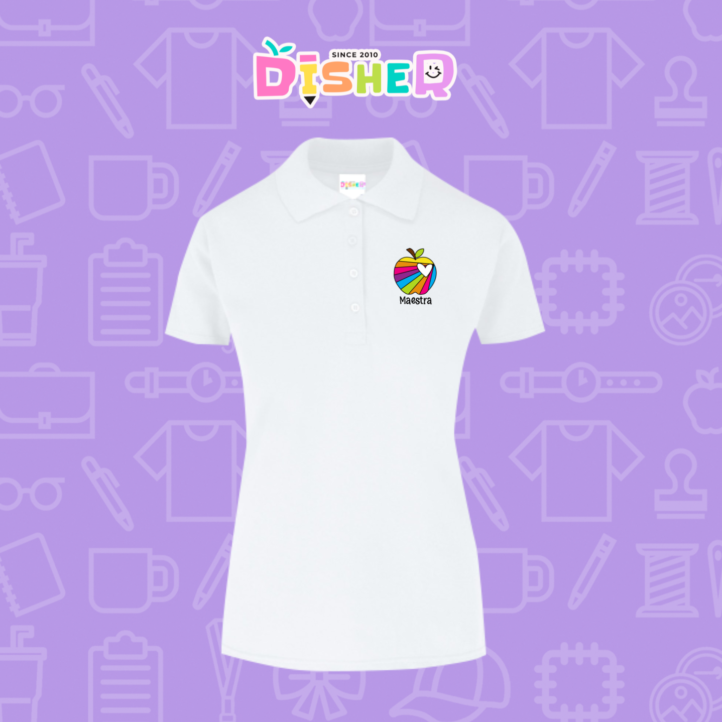 PBY-D-0075: Polo Bordada 50/50 Dama I Manzana rayas