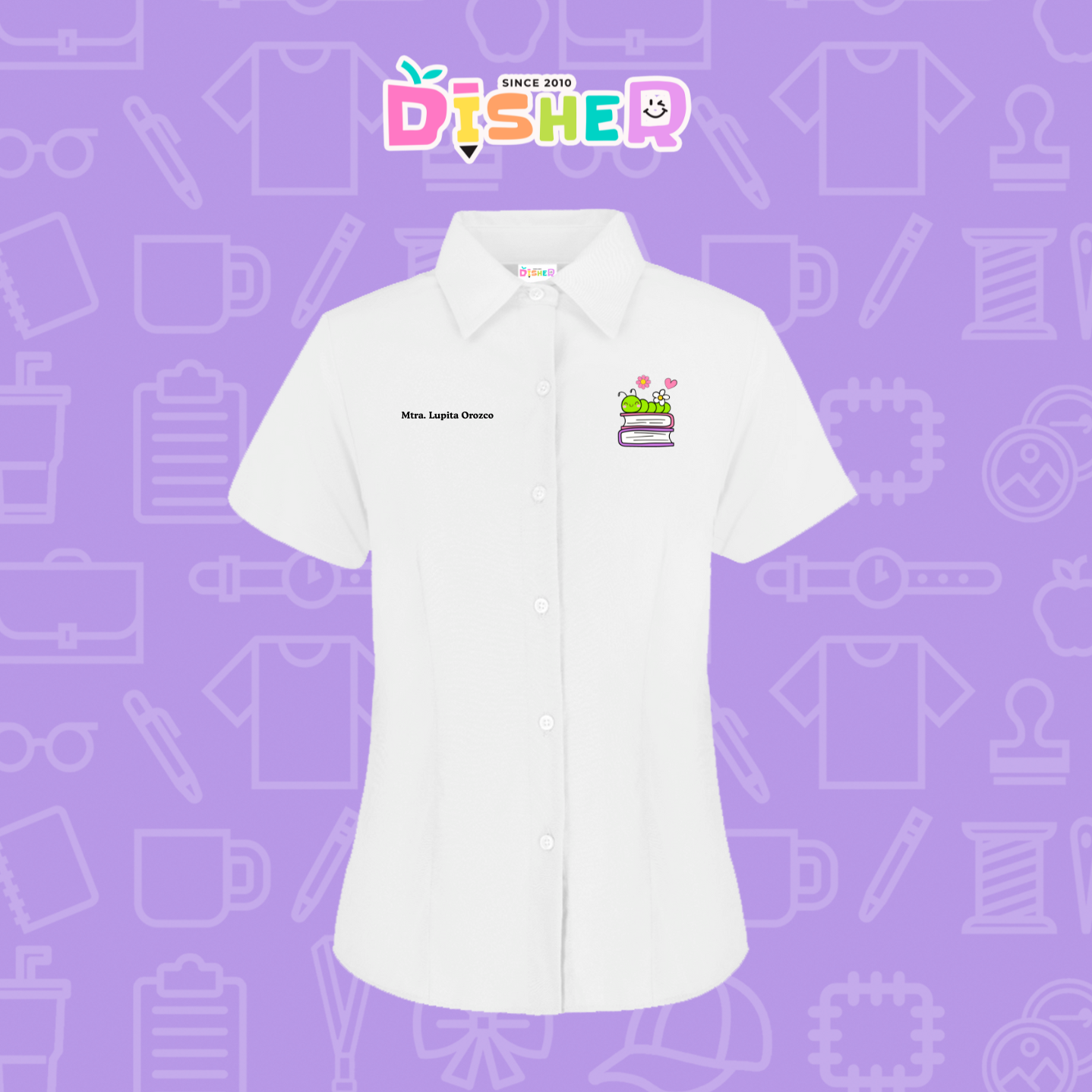 CBGC-D-004: Camisa Bordada Gabardina Manga Corta Dama  I Gusanito libros