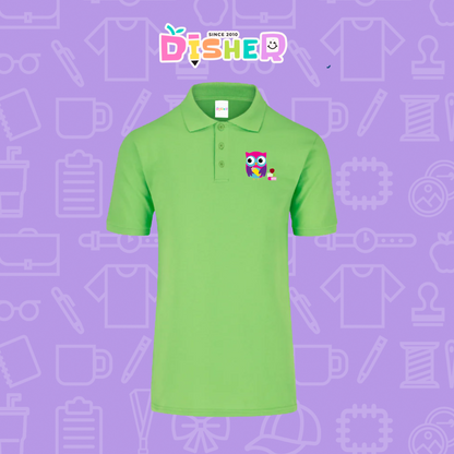 PBY-C-0098: Polo Bordada 50/50 Caballero I Búho rosa