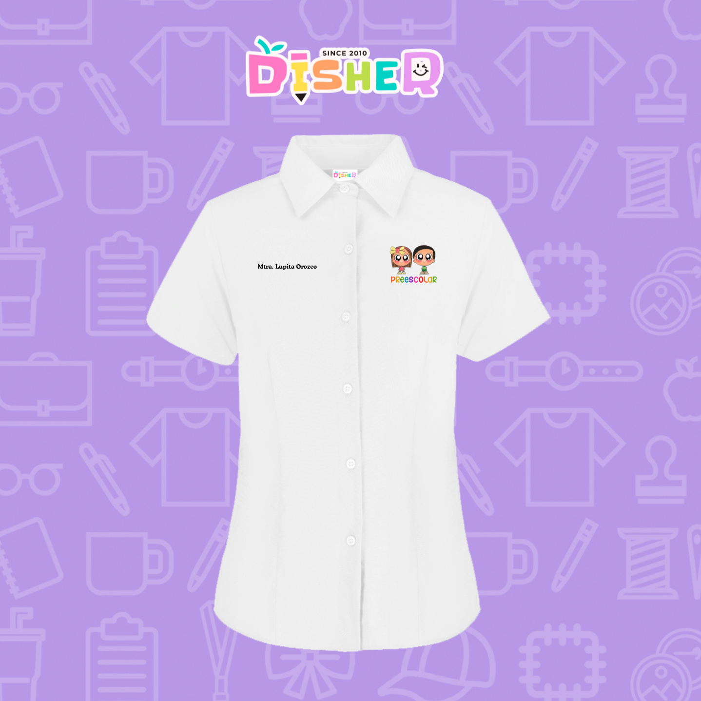 CBGC-D-002 Camisa Bordada Gabardina Manga Corta Dama  I Starcitos preescolar