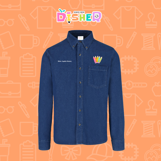 CBML-C-042 Camisa Bordada Mezclilla Manga Larga Caballero  I Amigas crayolas