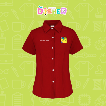 CBGC-D-016: Camisa Bordada Gabardina Manga Corta Dama  I Cajita crayola