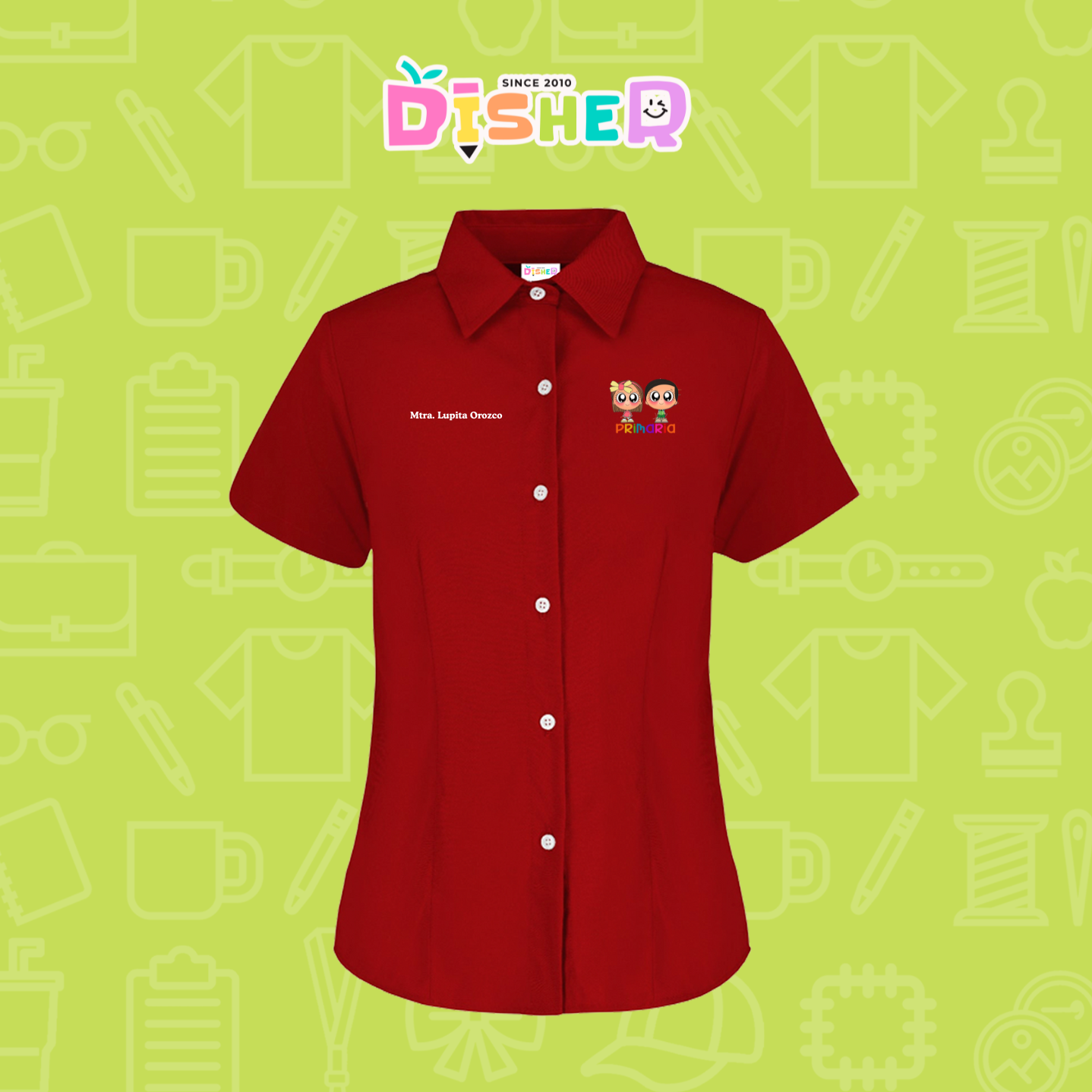 CBGC-D-003: Camisa Bordada Gabardina Manga Corta Dama  I Starcitos primaria