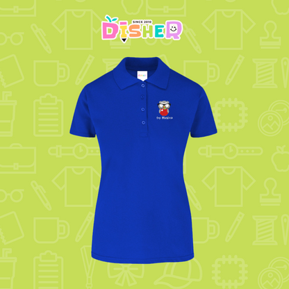 PBY-D-0079: Polo Bordada 50/50 Dama I Búho gris manzana