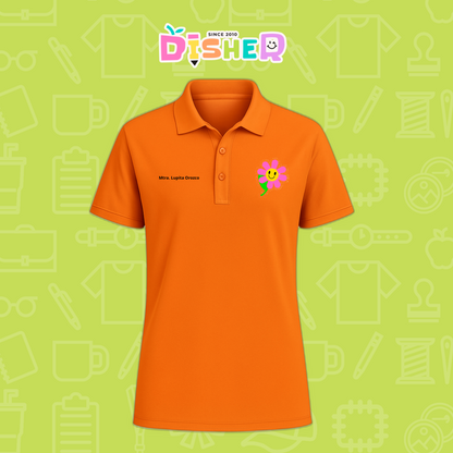 PBD-C-0020: Polo Bordada Dry Fit Caballero I Flor rosa