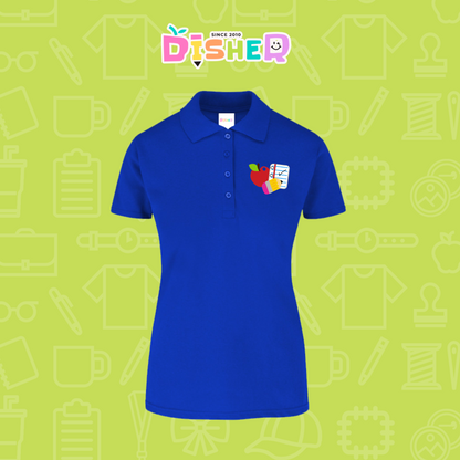 PBY-D-0088: Polo Bordada 50/50 Dama I Útiles manzana lápiz
