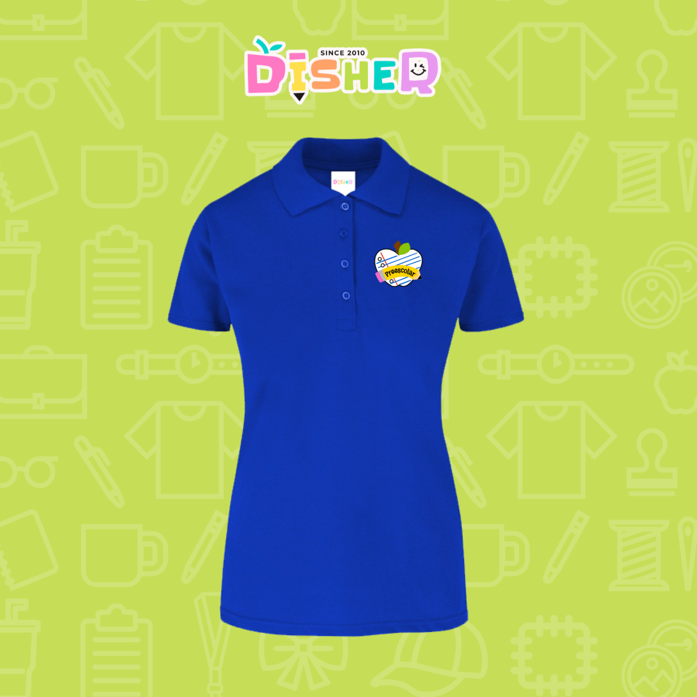 PBY-D-0092: Polo Bordada 50/50 Dama I Corazón papel preescolar