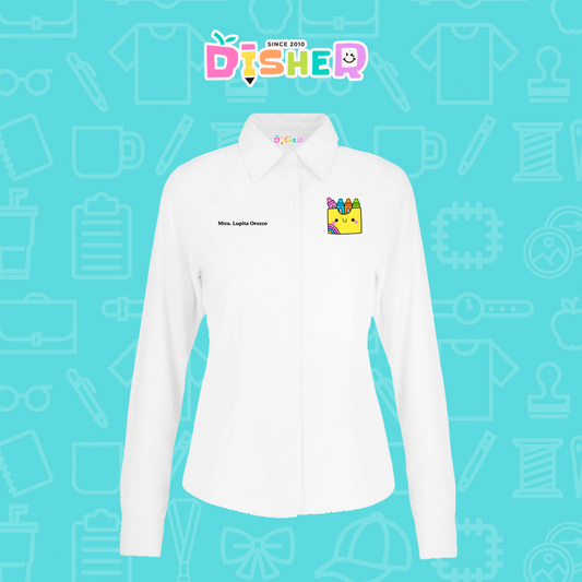 CBOL-D-016: Camisa Bordada Oxford Manga Corta Dama I Cajita crayolas