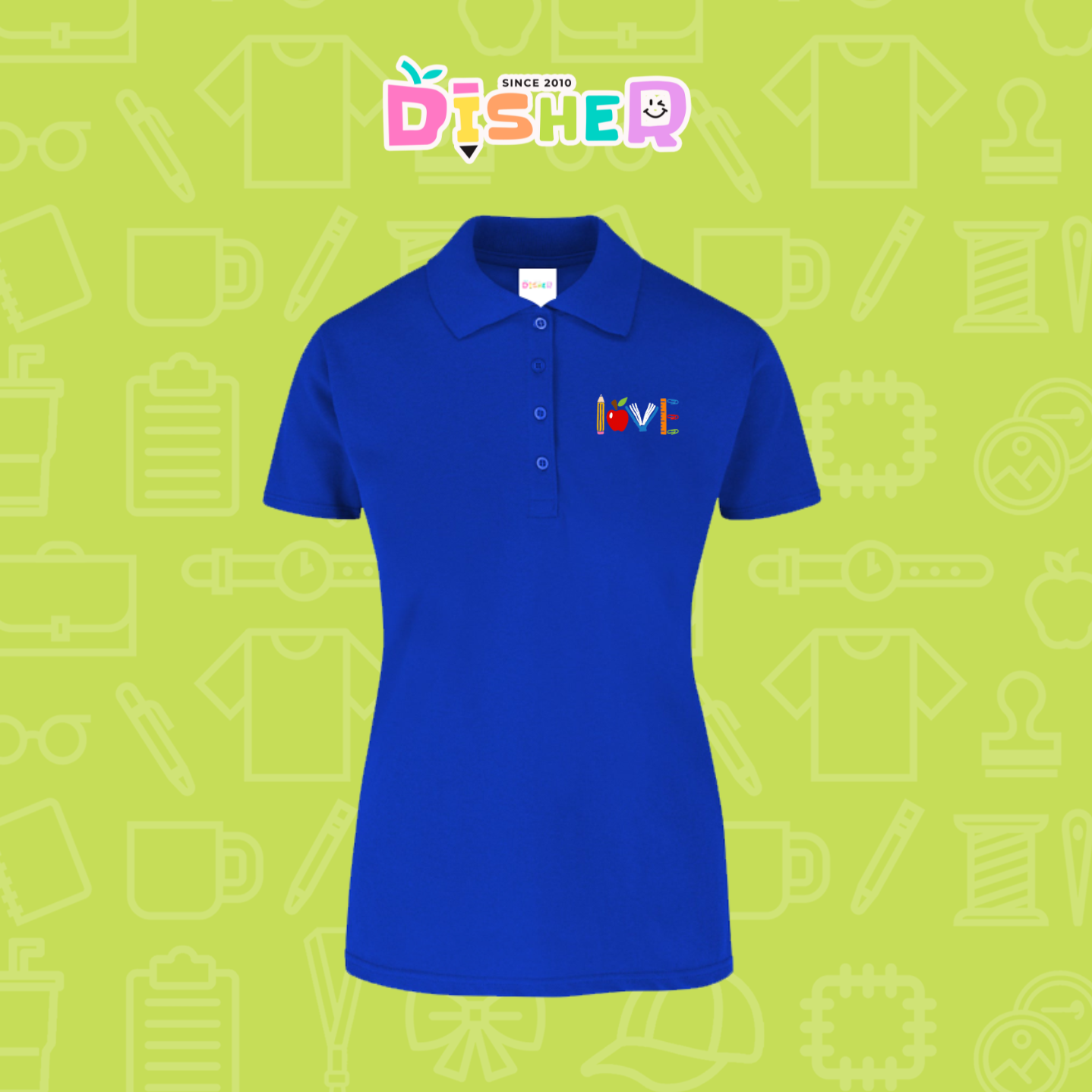 PBY-D-0074: Polo Bordada 50/50 Dama I Love libro