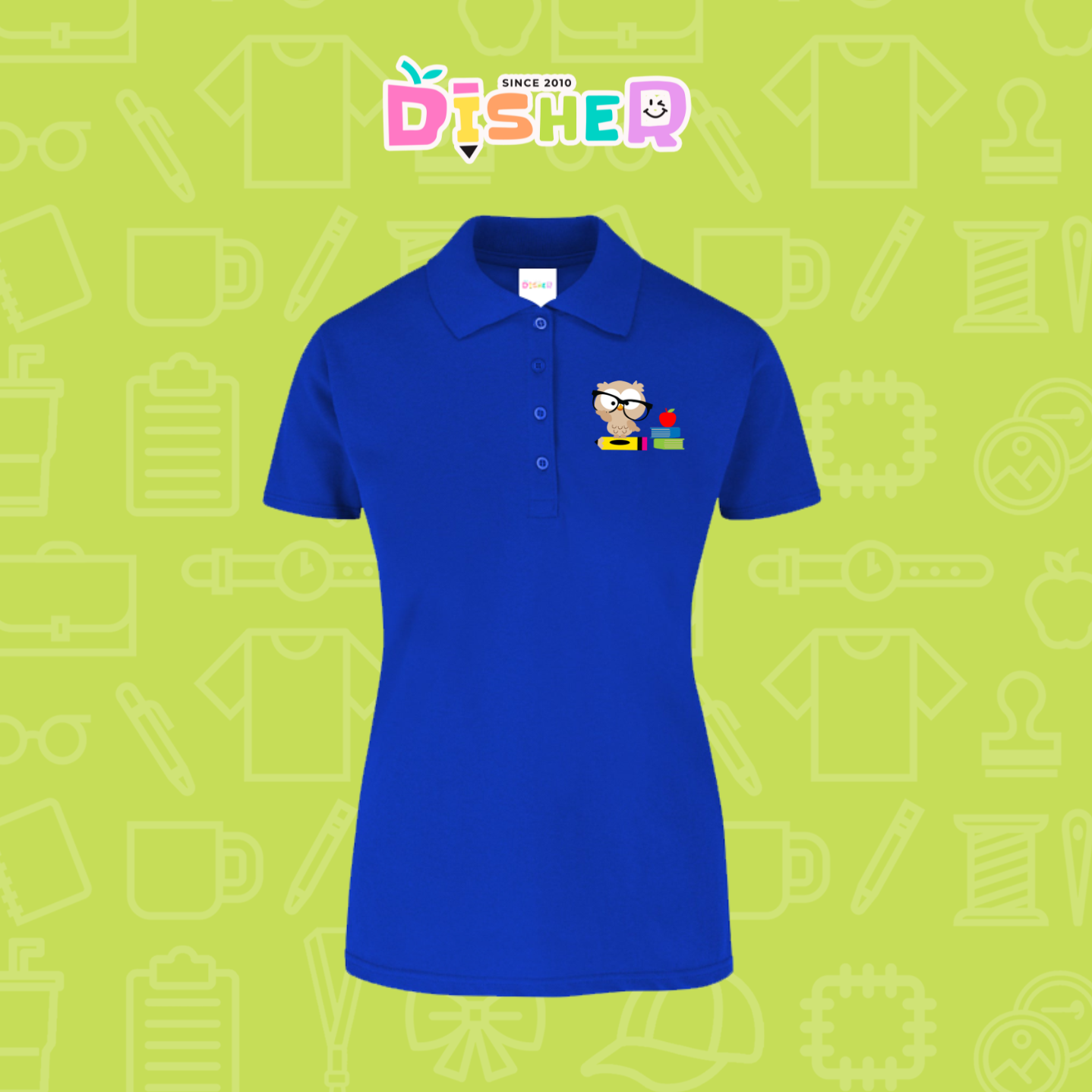 PBY-D-0072: Polo Bordada 50/50 Dama I Búho lentes